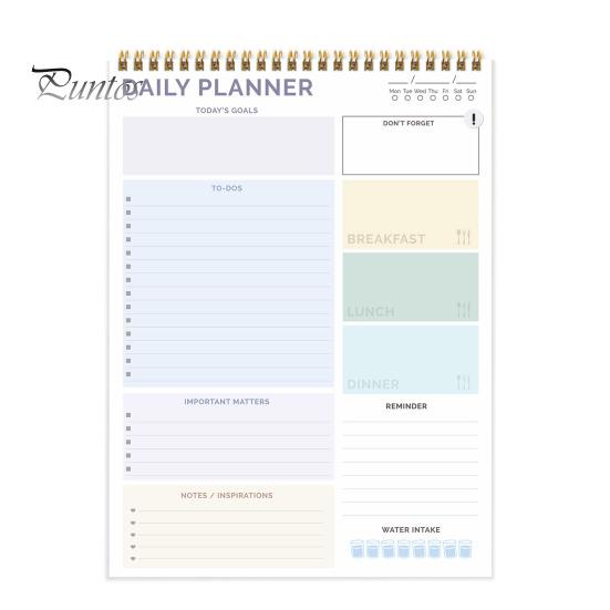 Tagesplaner mit Doppelspiralbindung, To-Do-Liste, Notizbuch für Studenten, Büroangestellte, Tagesplanerbuch für Büro und Schule