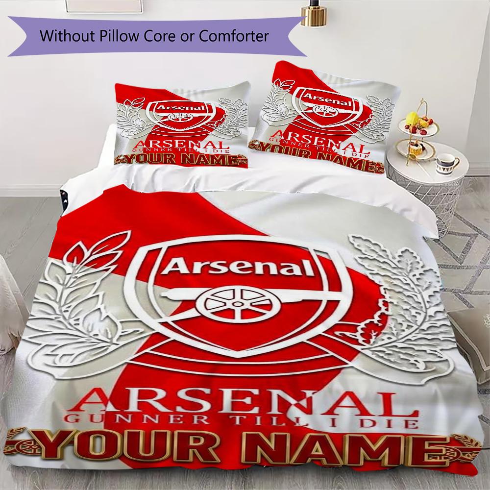 Custom Name Arsenal Pattern Bedding uilt Set uilt Cover Pillowcase Home Decoration Birthday Gift (1*duvet cover+2*pillowcase without core)