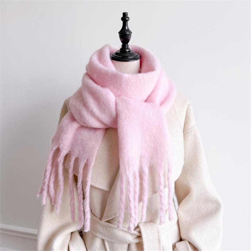 Winter Women Scarves Long Warm Imitaion Cashmere Hijab Solid Lady Shawl Wrap Female Pashmina Bandana Head Scarf