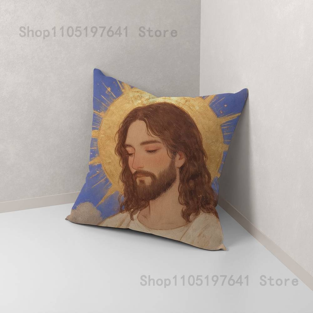 Jesus Pillow Case For Sofa Decor Car Office Room Printing Cushion Cover Decorations and Protector