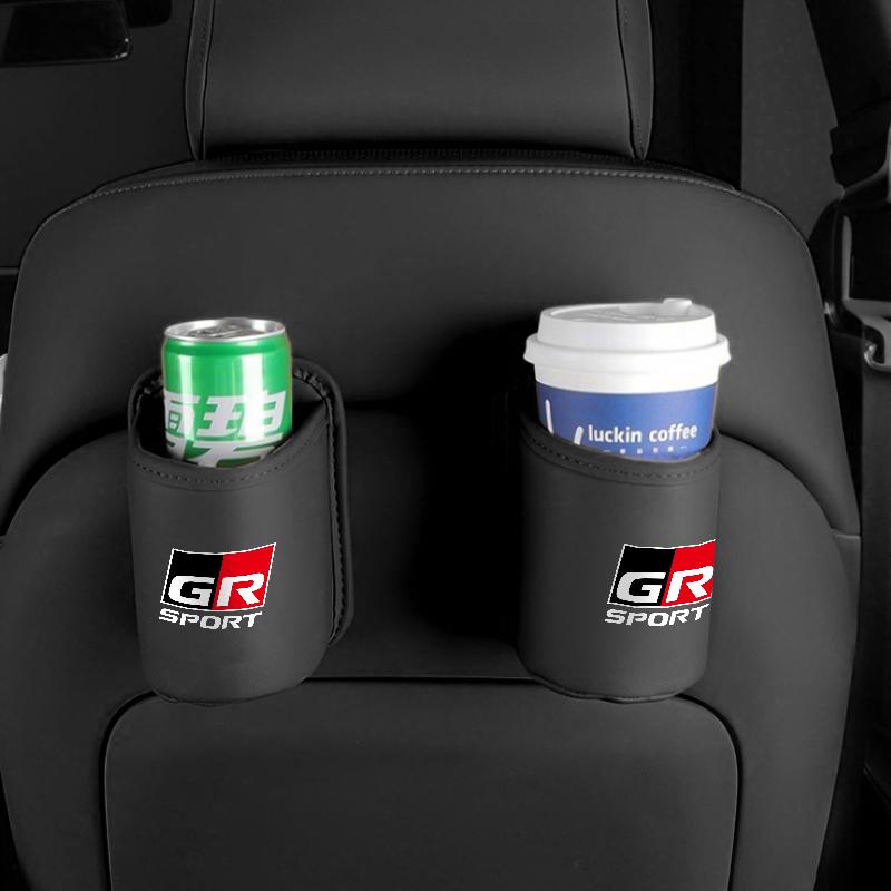 Car Door Cup Holder Leather Drink Storage Seat Organizer For Toyota GR Sport Corolla Yaris Camry Prius RAV4 CHR Key Accessories
