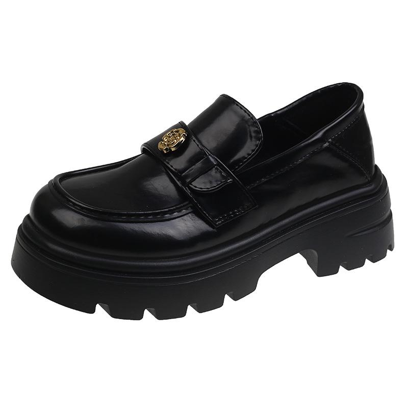 Camellia brown loafer small leather shoes 22 new spring and autumn thick-soled beautiful British style Mary