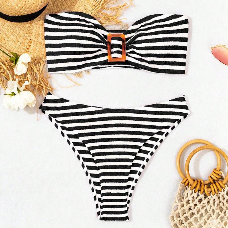 TS JYL-BK034 Solid Lace-Up Bikini, Beach Skirt Three-Piece Swimwear For Ladies XL
