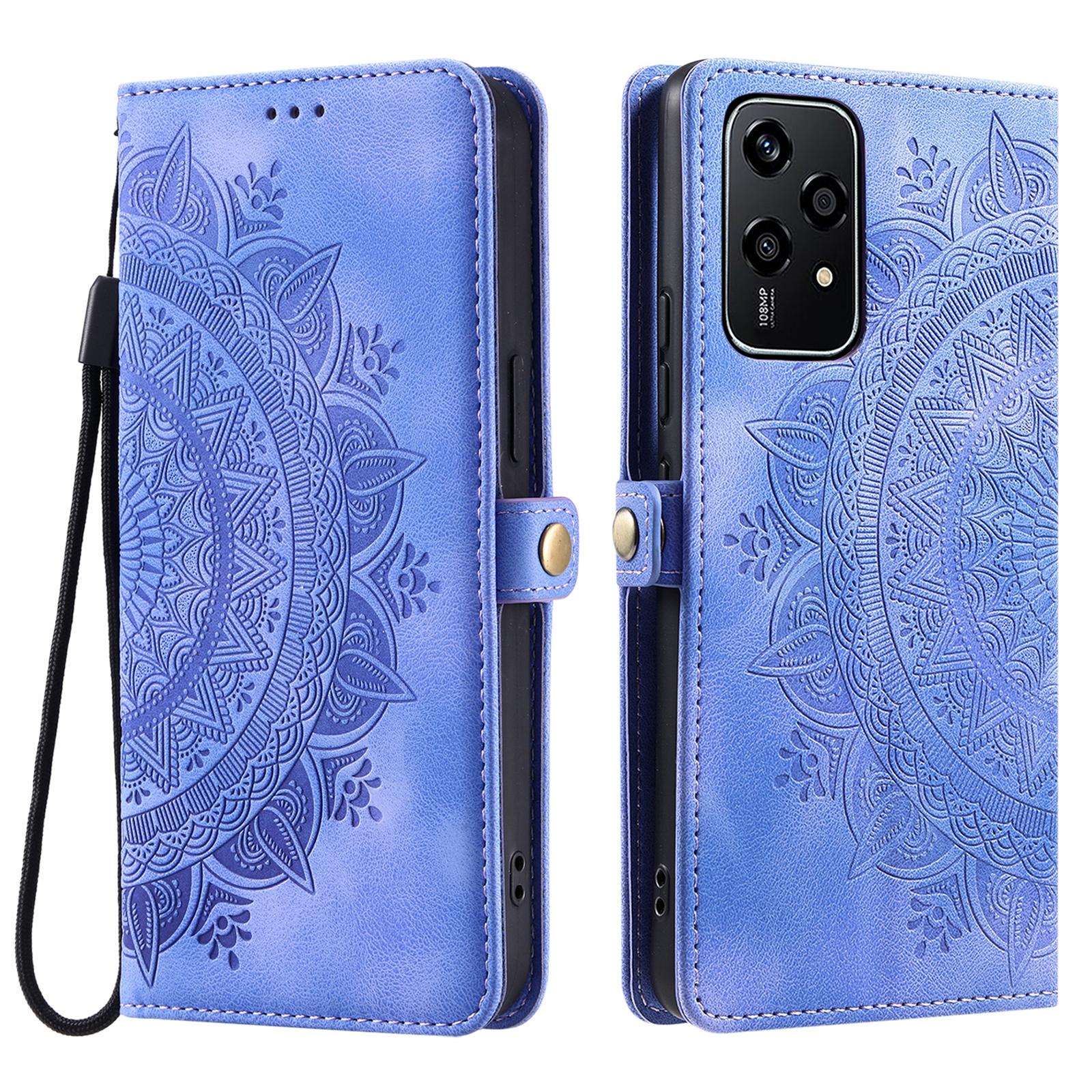 

Style 016 For Honor 200 Lite Case Skin Feel Totem Imprinted Wallet Leather Phone Cover Purple