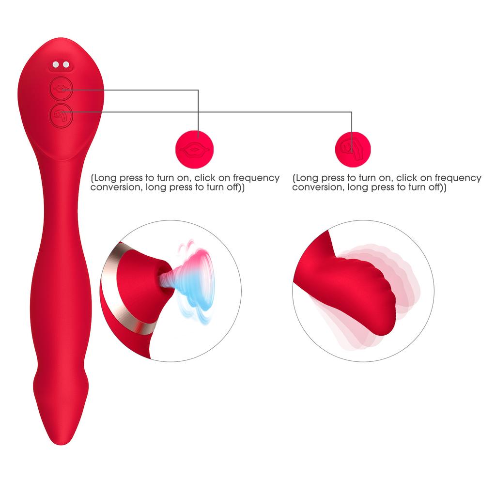Female Double Orgasm Sucking Vibrator G Spot Clitoris Stimulator with Imitates Finger Touching Stimulation Sucker Oral Clitoris Stimulator Erotic
