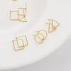 Color-Preserving 12mm 14K Gold-Filled Square Wire Geometric Stud Earrings - Circle & Triangle Design