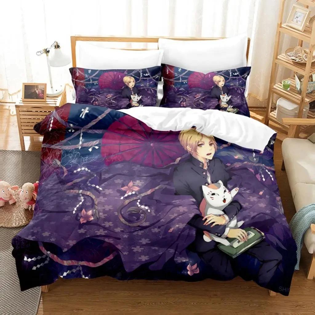 Anime Natsume Yuujinchou Nyanko Bettwäscheset Jungen Mädchen Einzel- Queen-Size Bettbezug Kissenbezug Bett Kinder Erwachsene