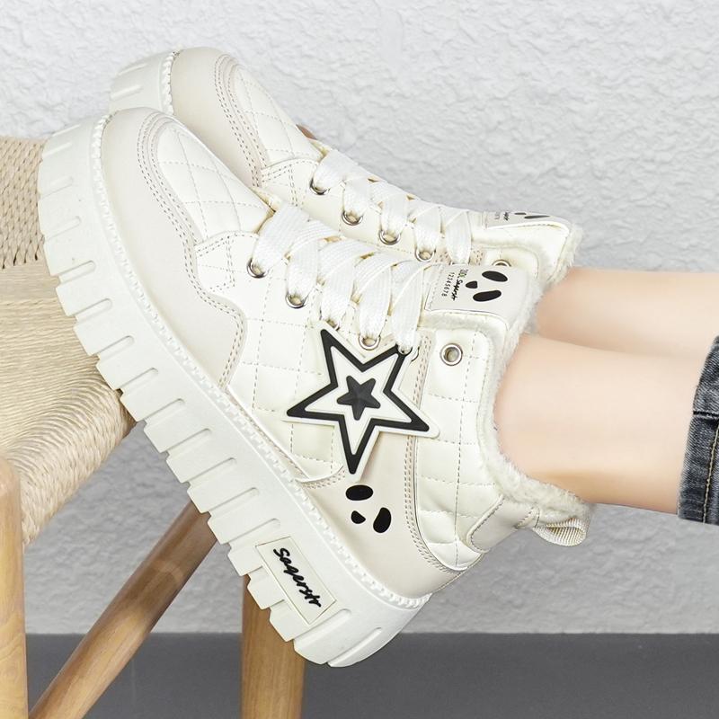 34-42 Winter Women's Large Fashion Thick Bottom High Top with Velvet Warmth High Top Cotton Shoes Snow Boots