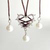 Exaggeration Vintage Elegant Trendy Metal Heart Necklace Ribbon Pearl Pendant Clavicle Chain For Women  Jewelry
