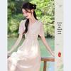 Elegant New Chinese Style Short Sleeve A-line Midi Dress