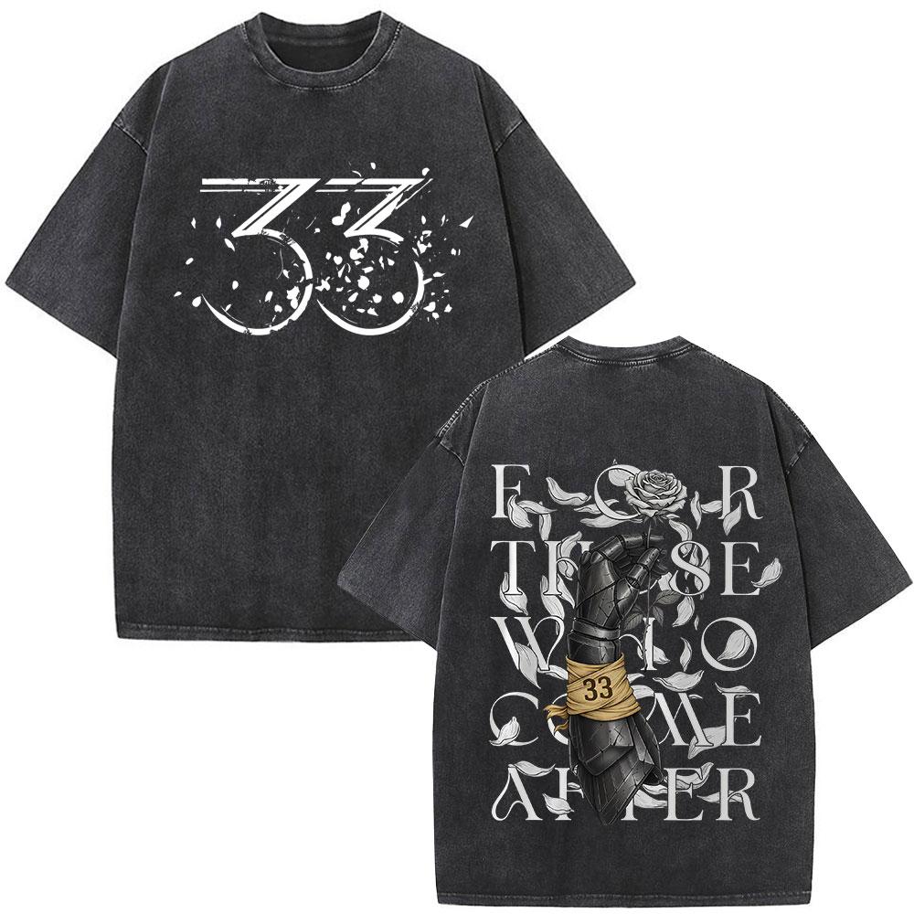 Game Clair Obscur Expedition  Graphic Vintage Washed T Shirt Men Women Clothing Fashion Oversized Cotton Short Sleeve Tshirts