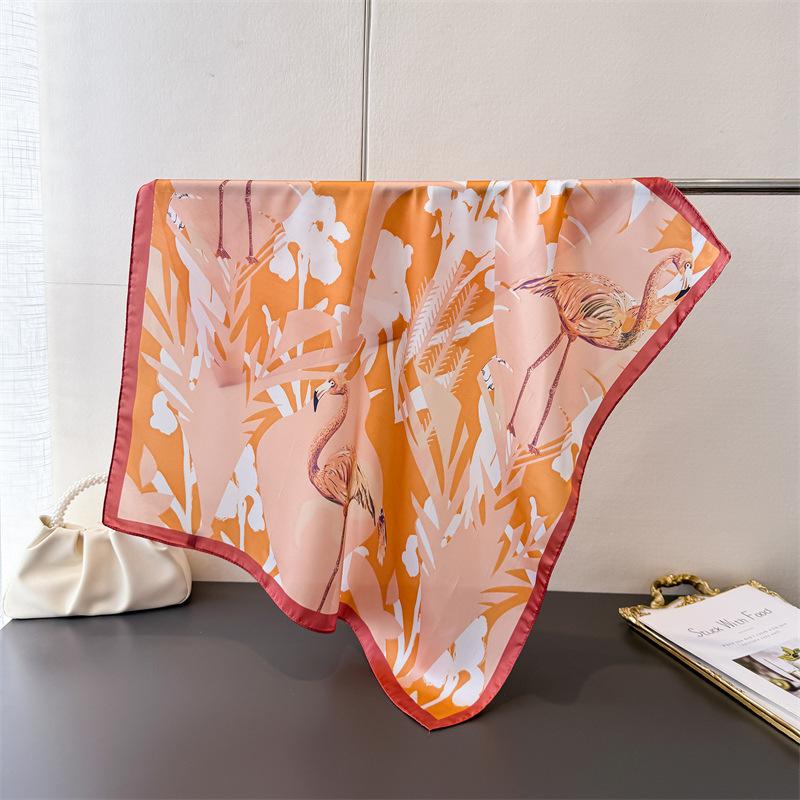 New Temperament Commuting Print Imitation Silk 70 Small Square Scarf High-end Feeling Shawl Versatile Neck Scarf Women's