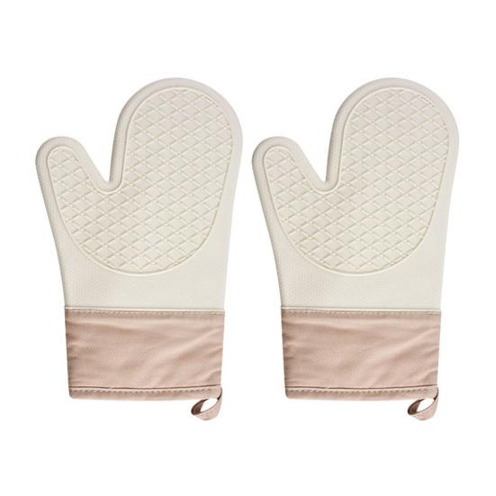 2Pcs Silicone Oven High Mitts Gloves Non-Slip Temperature Kitchen Silicone Lined Oven белый