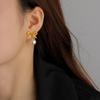 18K Bowknot Pearl Titanium Steel Earrings for Women - INS Simple Fashion Ear Studs
