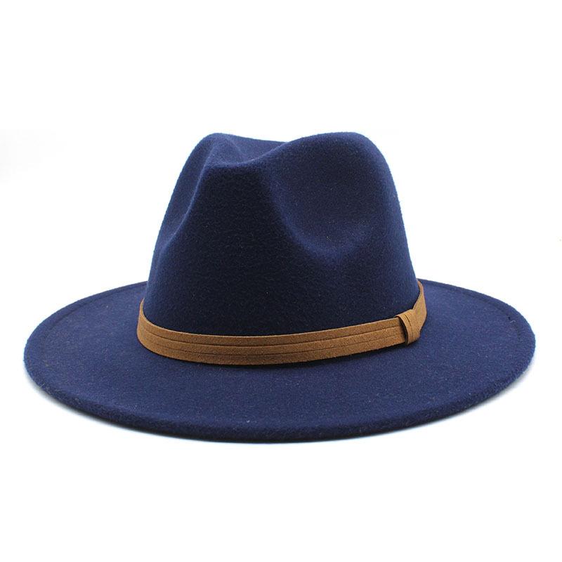 Men'S And Women'S Top Hat Flat Edge Straight Edge Suede With Accessories Woolen Jazz Hat