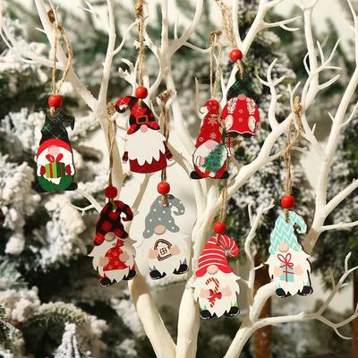 12pcs Christmas Gnome Wooden Pendant Christmas Decorations For Home 2025 Cristmas Ornament Xmas Gift Navidad Happy New Year 2025