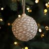 Christmas Ball Ornament Linen Design Rustic Distressed Hanging Ball Xmas Tree Decor Farmhouse Ornament