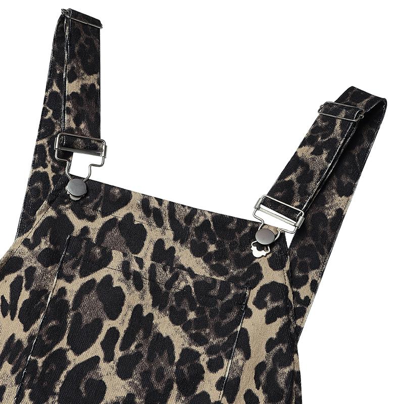 ZANZEA Women Casual Leopard Print Loose Sleeveless Straps Overalls Jumpsuits