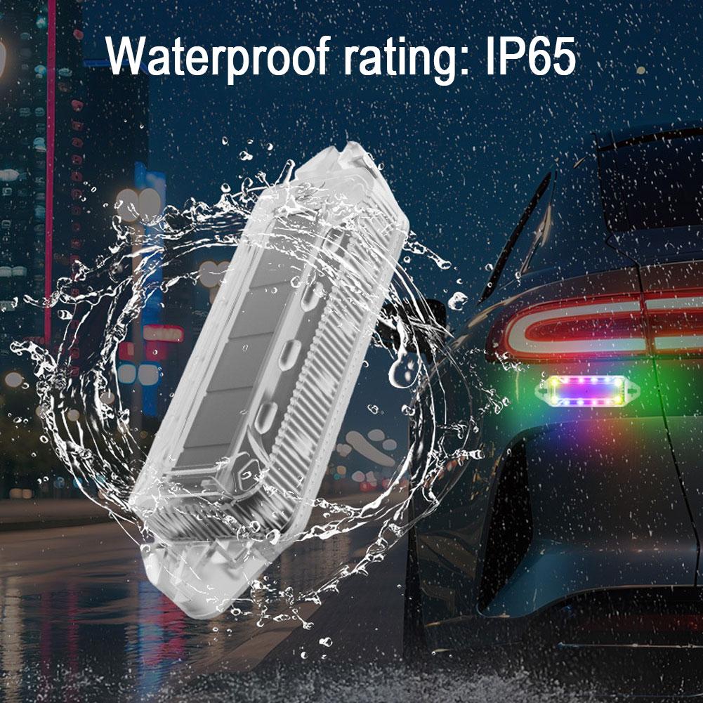 Car Solar Warning Flash Red Blue Flashing Light Night End Light Motorcycle Collision Light Running Waterproof Anti Rear Col J4J4