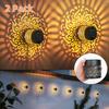 2pcs Solar Lamp Iron Art  IP65 Solar Wall Lights Wall Theme Fence Lights Garden Backyard Decoration Outdoor Front Door Lantern
