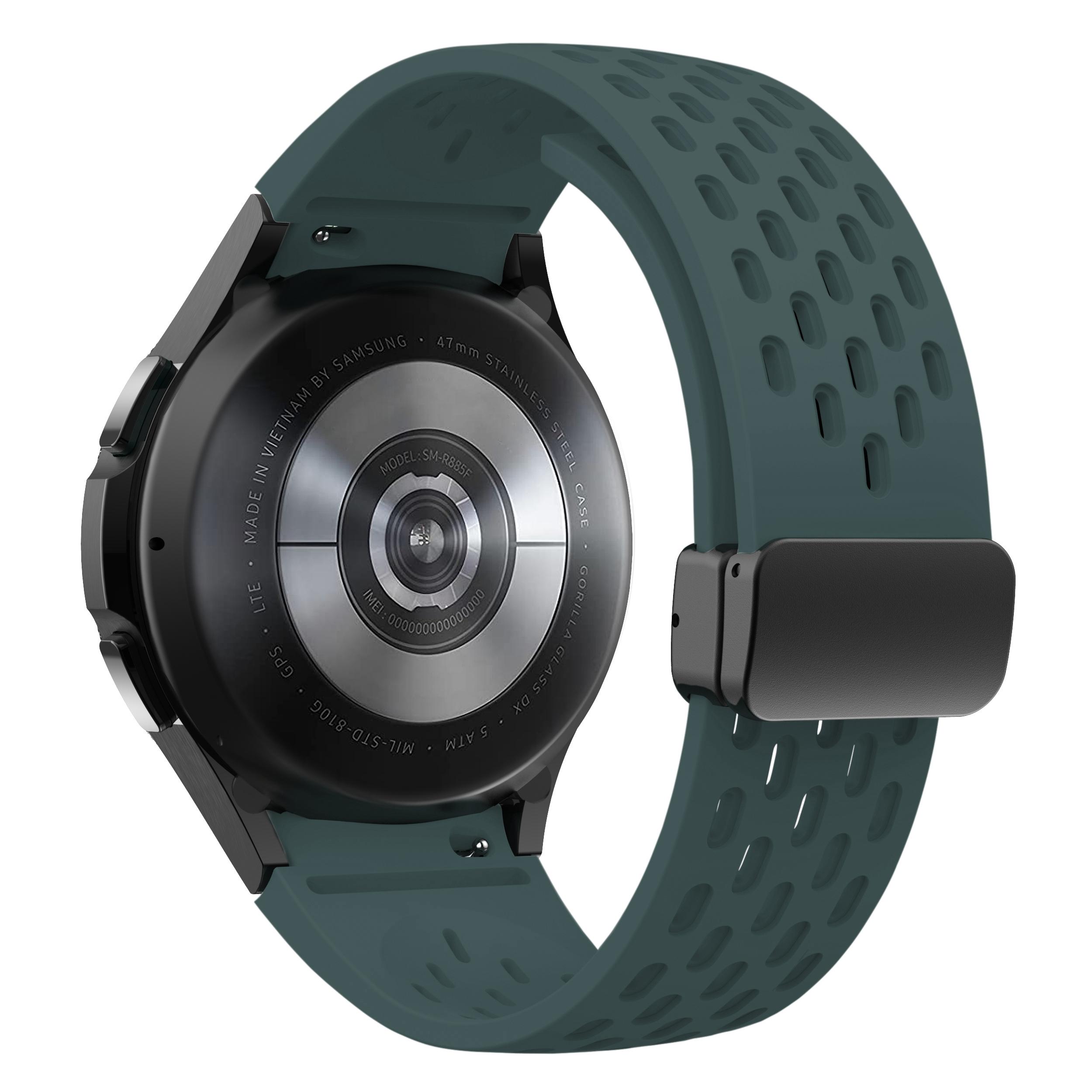 

Силиконовый ремешок для Samsung Galaxy Watch 7 6 5 4 40 мм 44 мм 5 Pro 45 мм Магнитная застежка Band 6 Classic 43 мм 47 мм Браслет без зазоров Galaxy Watch7 44mm темно-зеленого