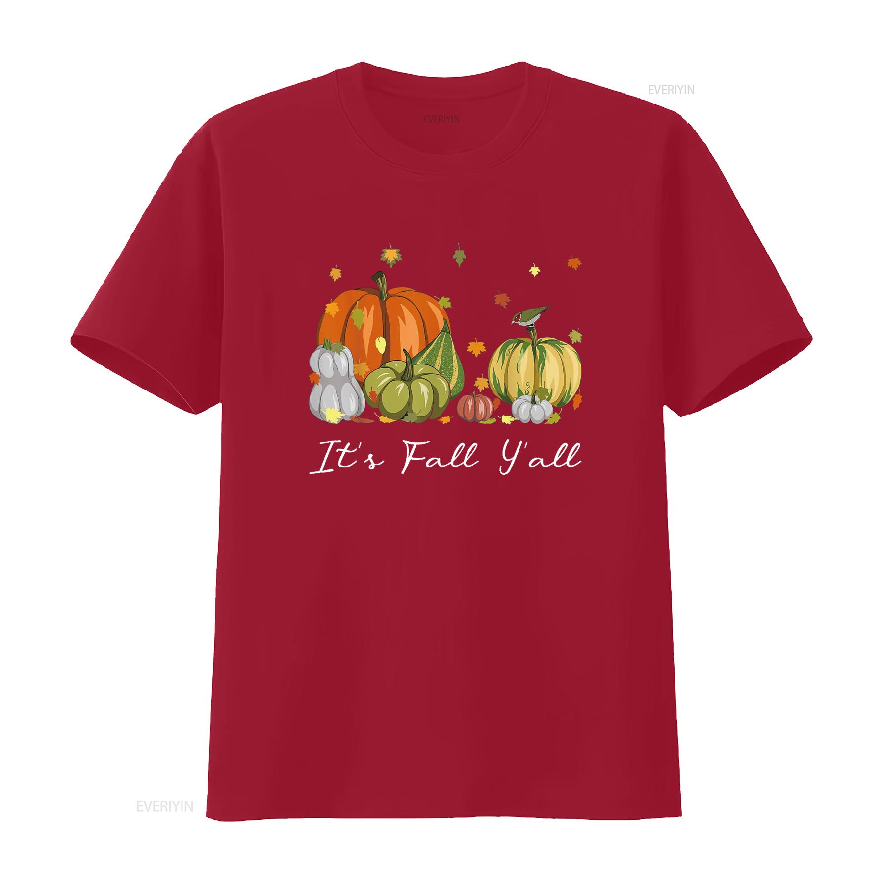 It s Fall Y All Halloween Pumpkin Autumn Leaves Thanksgiving T Shirt vintage Washed designer clothes Casual Comfortable Soft S