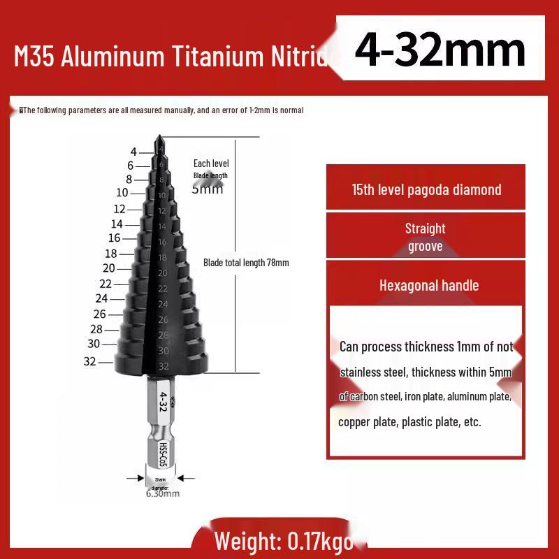 Tiangong Pagoda High-Hardness Universal Step Drill Bit Set for Stainless Steel