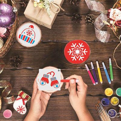 24pcs Small Christmas Drawing Templates Set Resuable DIY Graffiti Stencil 3 X 3 for Home Classroom Wall Door Decorations