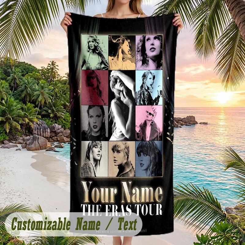 Taylor Swift Beach Towel, Personalized Custom Name Text, Quick Dry Large Absorbent Towel For Beach Pool