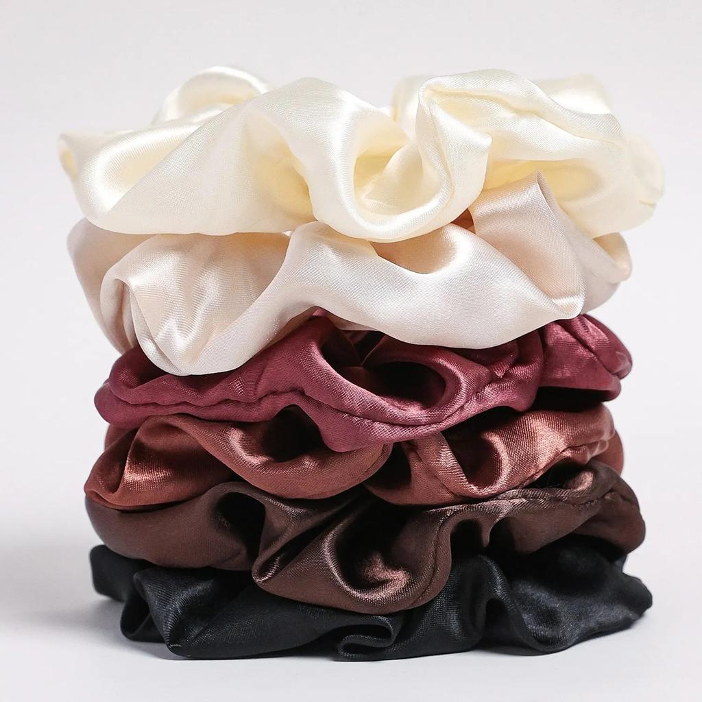 25/10//6 Stück Satin Scrunchies Mädchen Elastisches Haarband Pferdeschwanzhalter Haargummis Mode Damen Accessoires Uni Scrunchy