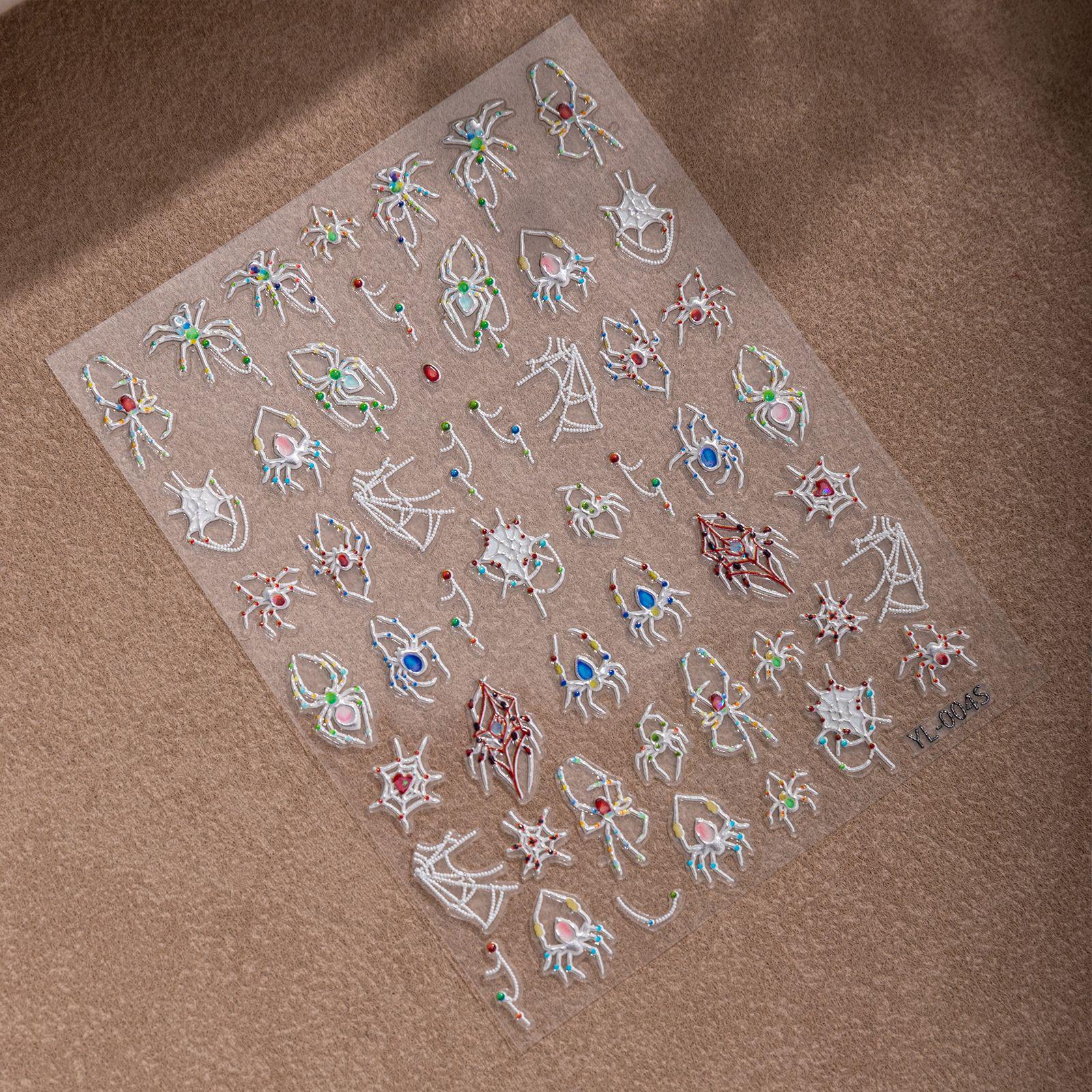 Cyansea Y2K Dark Style Spider Web Nail Art Stickers - Retro Halloween Nail Decorations YL-004