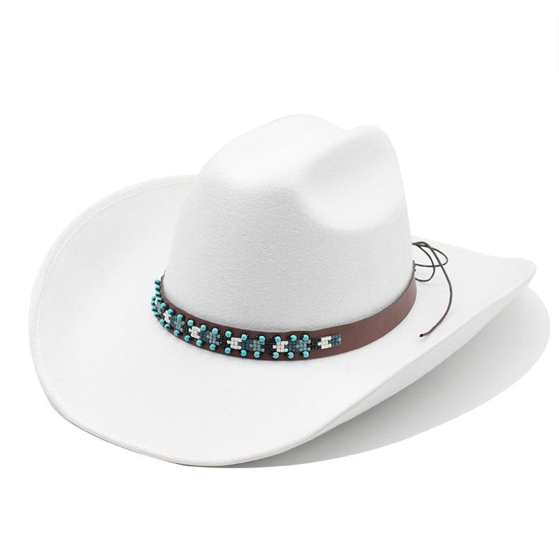 Ethnic Tibetan Style Western Cowboy Hat Top Hat Men'S And Women'S Felt Hat Big Brim Jazz Hat Hat