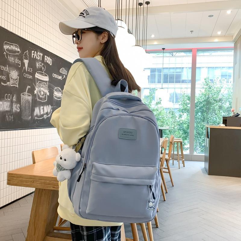 Simple Versatile Backpack Female Large Capacity High School Student Junior High School Student School Bag College Student Computer Backpack Female