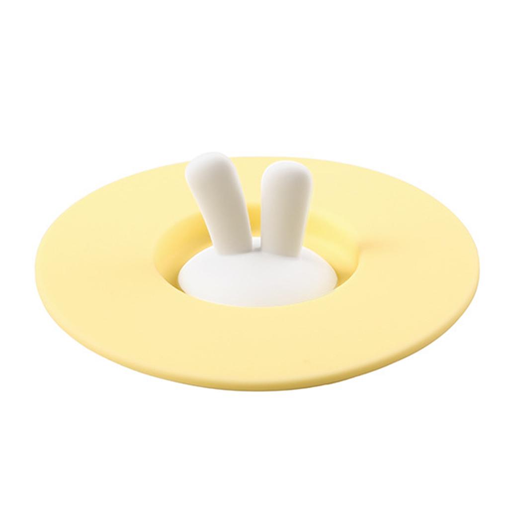 Silicone Cup Lid Creative Cup Cover Rabbit Shaped Dust Proof Sealing Airtight Mug CoverYellow