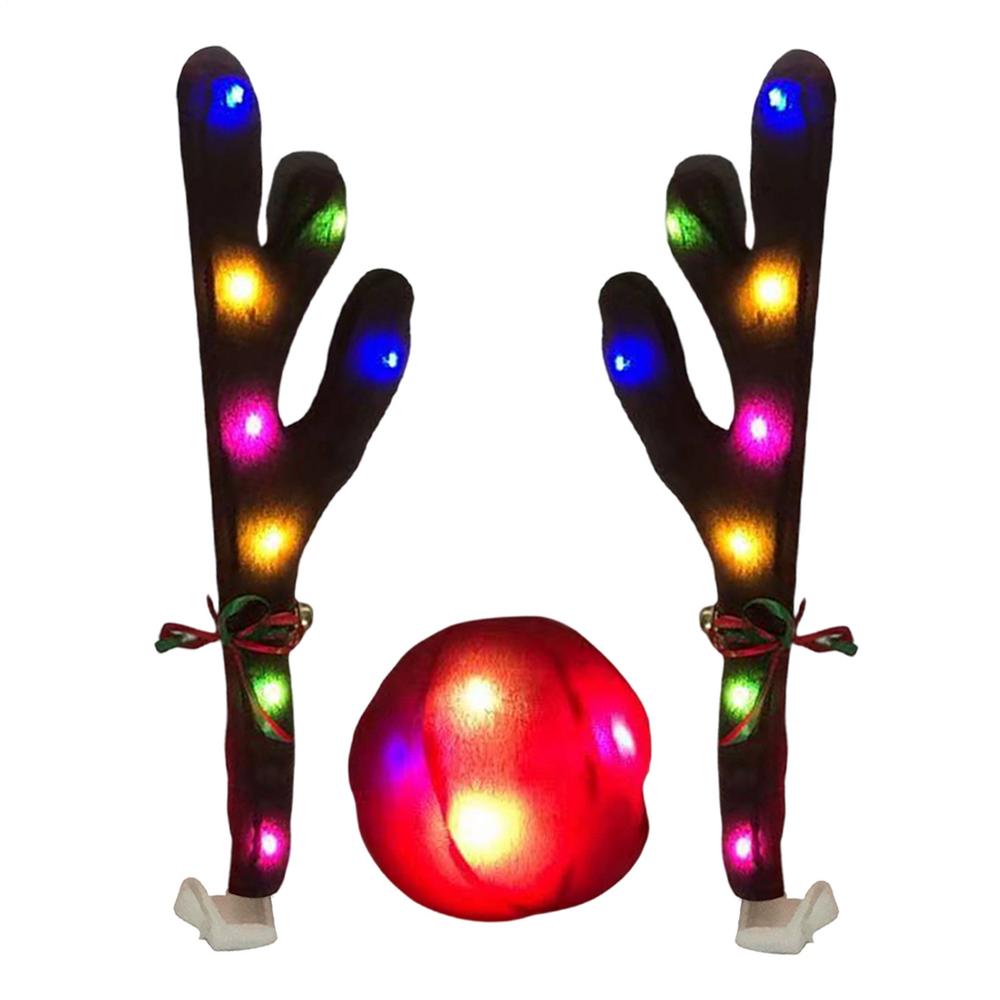 Reindeer Car Decor Cute LED Holiday Supplies with Jingle Bells Christmas Reindeer Decor for Travel Daily Special Occasions