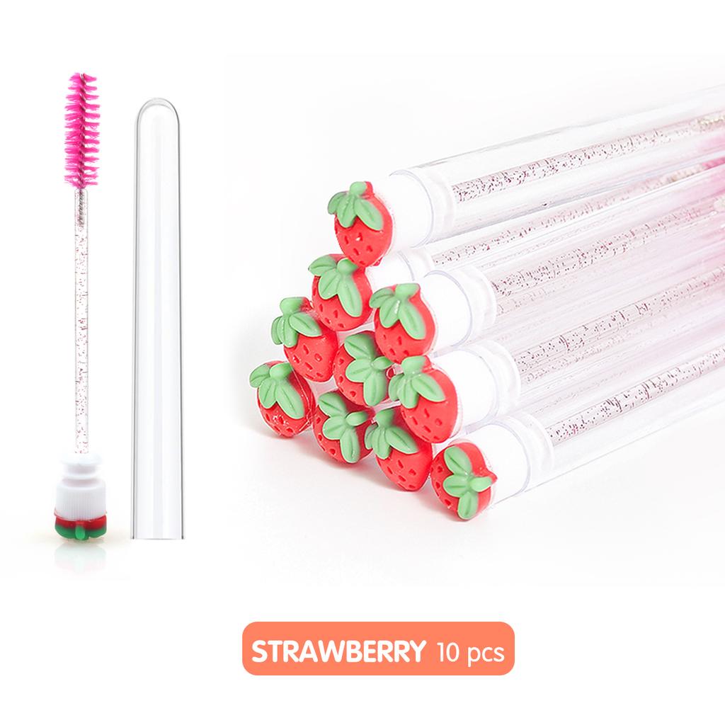 Reusable Eyelash Brushes Tube Spoolies Brushes Mascara Wands Plastic Fiber Nylon Lash Makeup Fruit Brush Tube 10pcs/bag