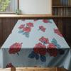 Rustic Floral TableclothElegant Red Blue Rose Print for Home Dining Tables, Perfect Decor in Living Room or Kitchen 105x206cm (4
