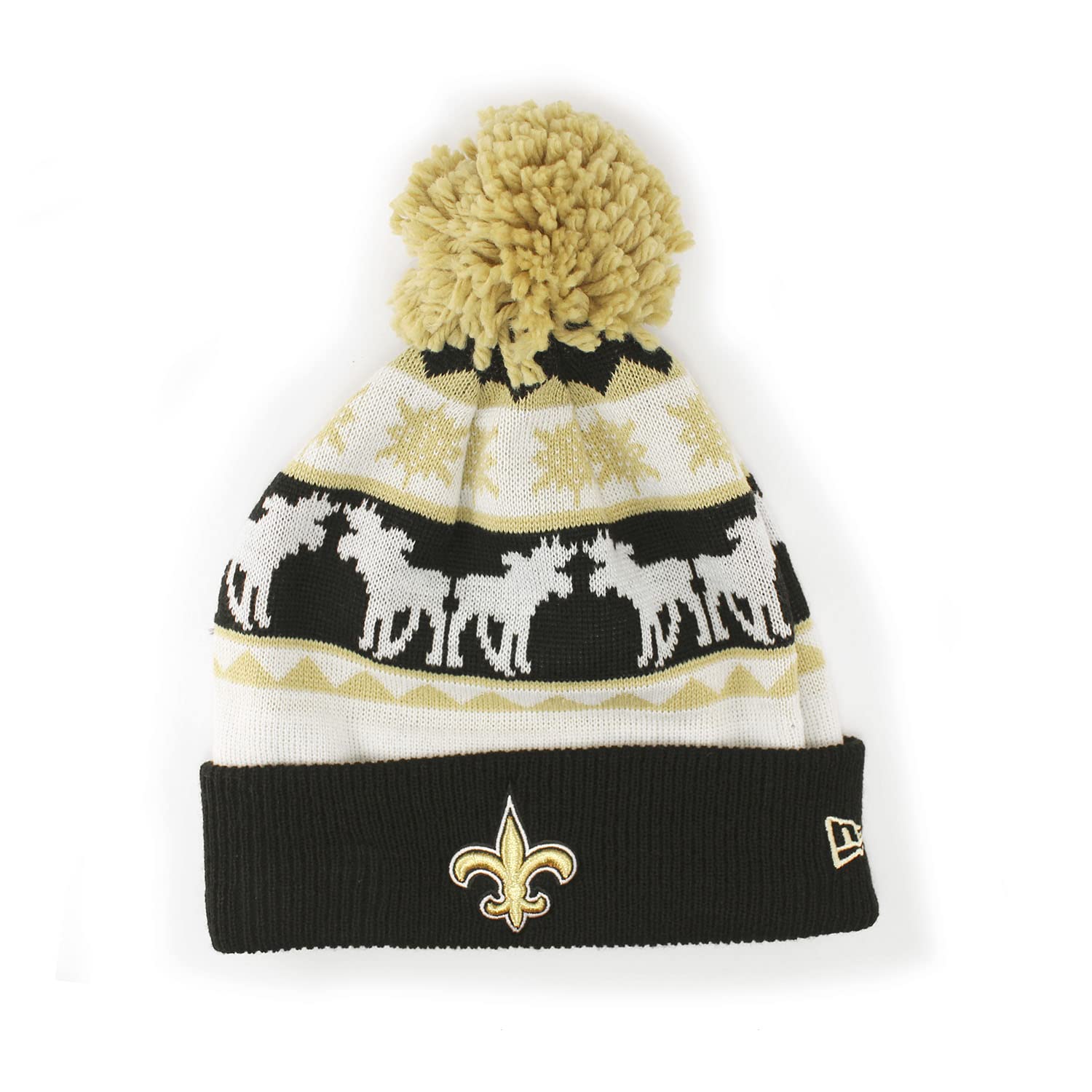 Вязаная шапка New Era MOOSER KNIT Вязаная шапка New Era NBA NFL NHL MLB Снежинка New Orleans Saints  ШАПКА  (новый (черный)) [Использовал]