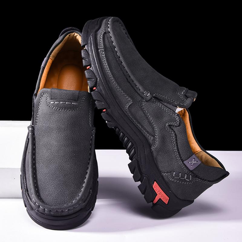 Handmade Leather Men Casual Shoes Formal Mens Loafers Moccasins Non-Slip Slip On Flats Outdoor Man Hiking Shoes Treking Footwear
