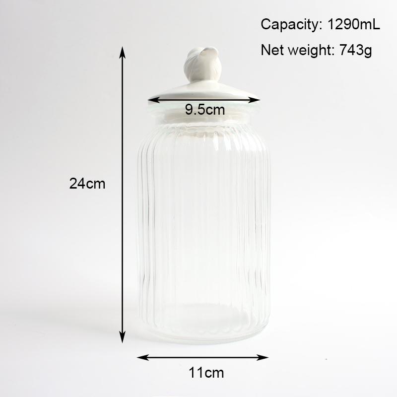 

43.6oz Glass Jar with Ceramic Lid Elegant Storage Container for Kitchen Pantry Eco Friendly Modern Style Spices Dry Goods Bottle чистый