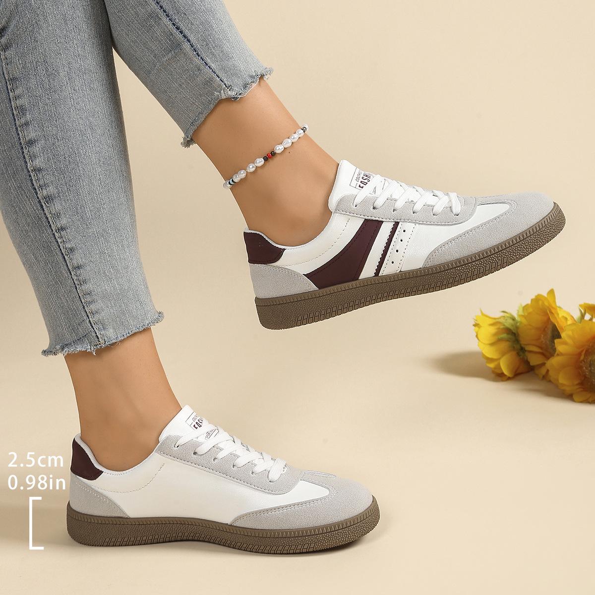 

Sports shoes women s shoes spring and autumn new flat-bottomed casual soft-soled non-slip lace-up versatile shoes women 43 коричневий