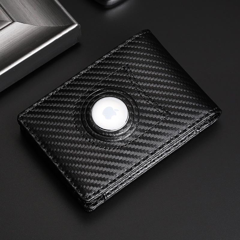 Men's Carbon Fiber Genuine Leather AirTag Wallet with RFID Protection