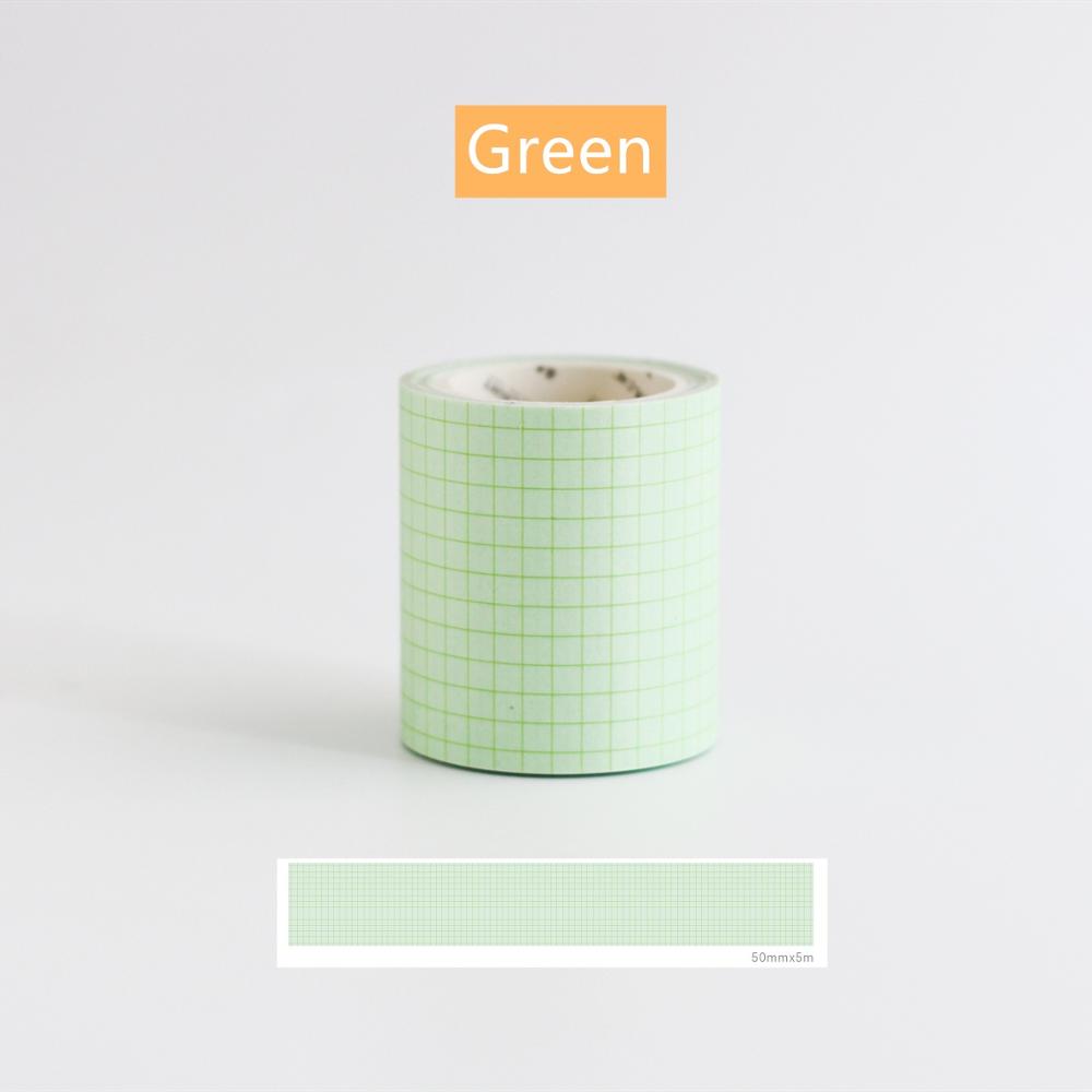 

Basic Check Pattern Washi Tape 50mm Blue Green Pink Grid Stripe Adhesive Masking Tapes Write on Stickers Journal Album A6162 зелёный