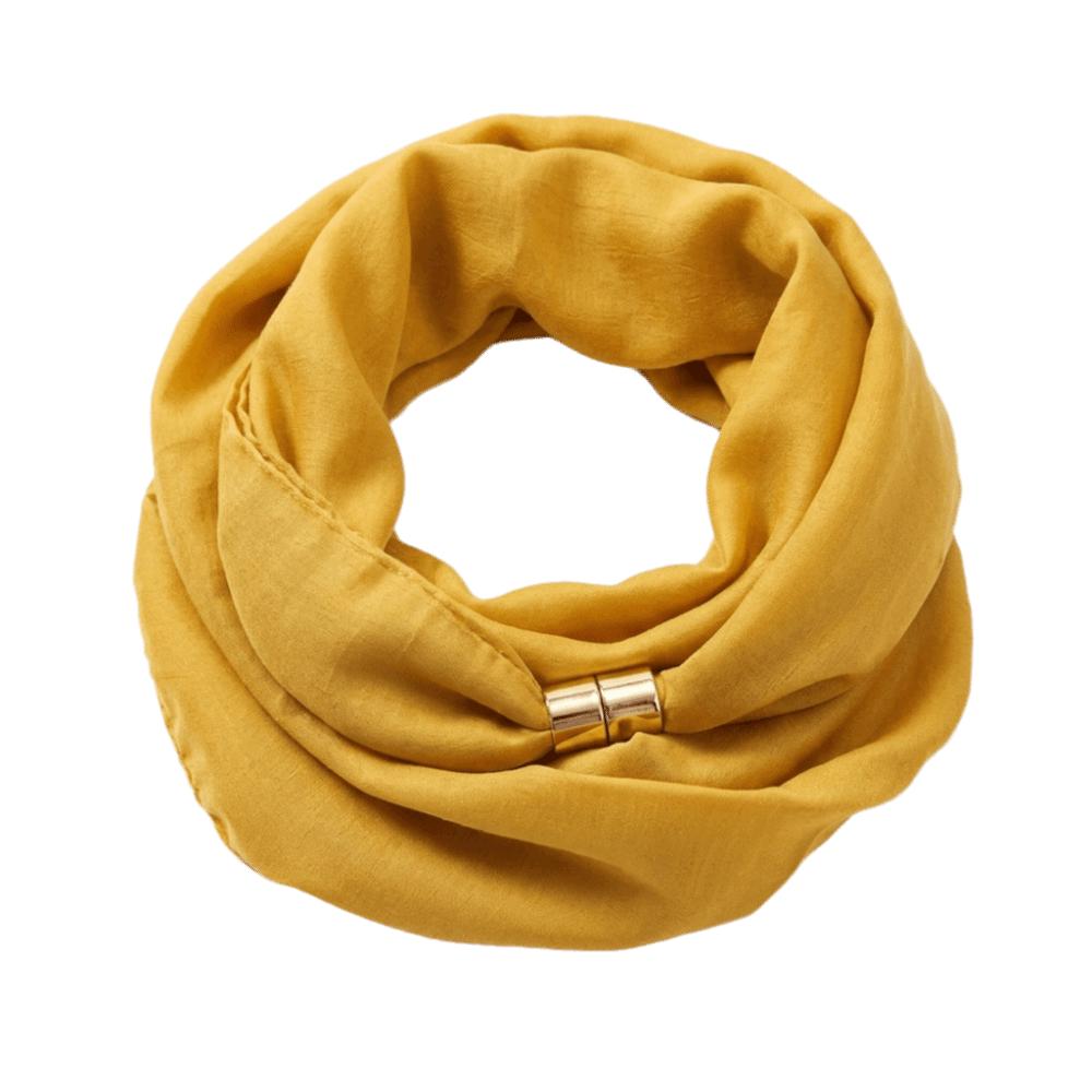 Soft Satin-Texture Magnetic Buckle Scarf Wrinkle-Resistant Neck Warmer Elegant Neck Scarf Gift
