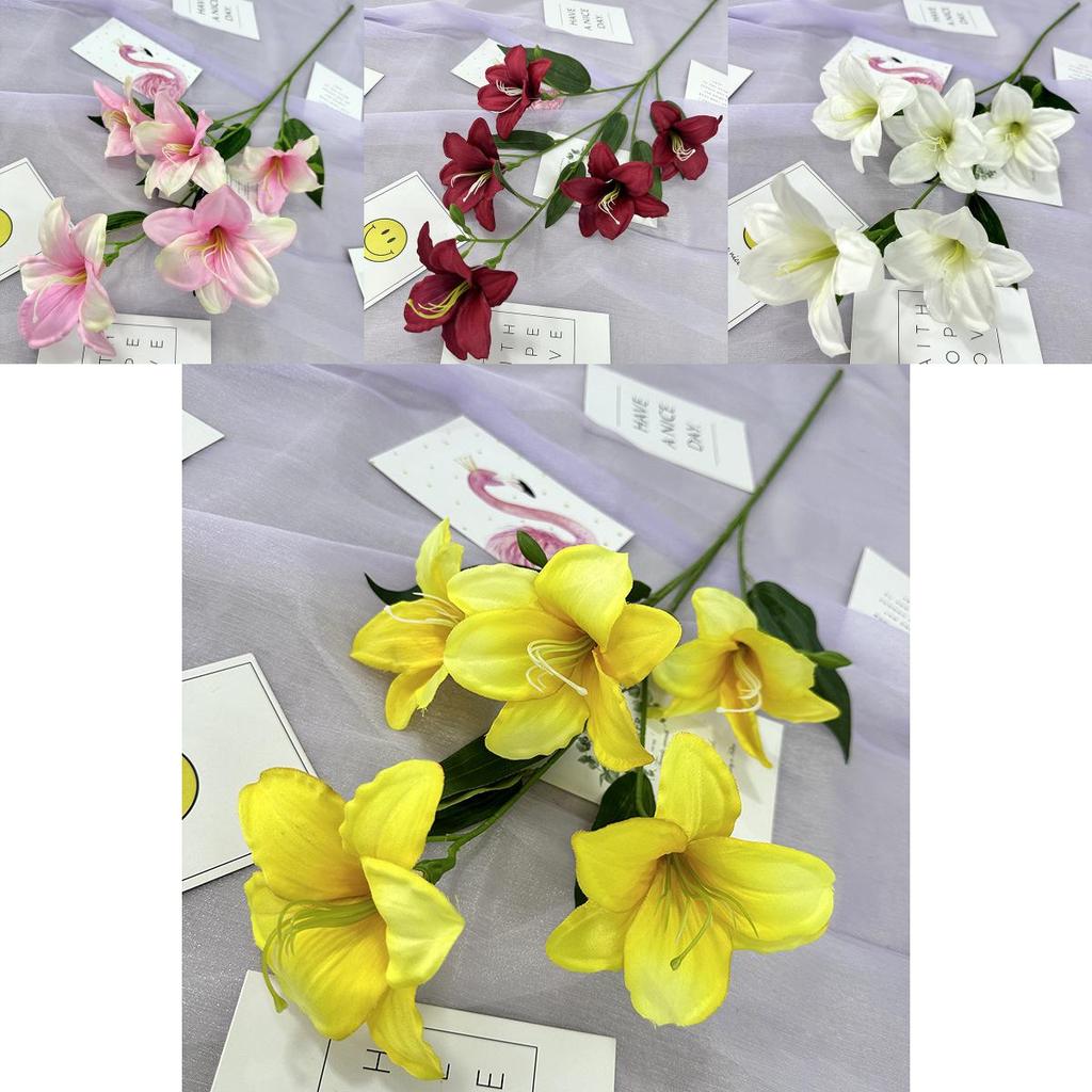 Factory Artificial Red Torch Lily Faux Flower Home Decor With Soft Fabric Material For Wedding And Photography Props