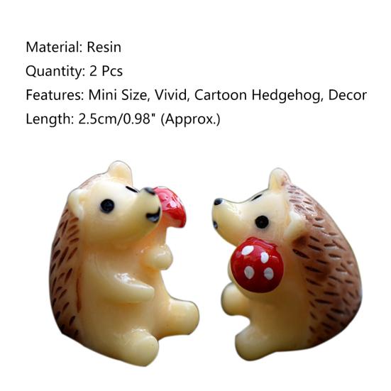 2 pezzi di figurine di riccio mini decorazioni in resina piante grasse ornamenti paesaggistici
