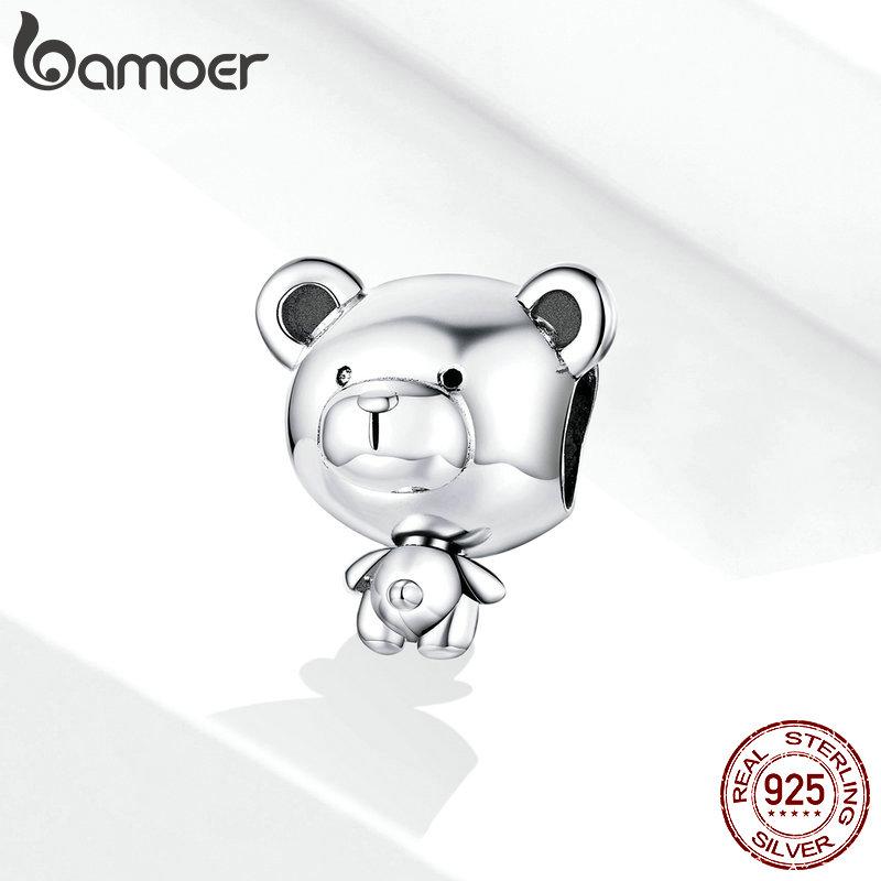 Bamoer Bear Toy Beads for Women Jewelry Making 925 Sterling Silver Fashion DIY Jewelry Charm for Original Bracelet 2020 SCC1502