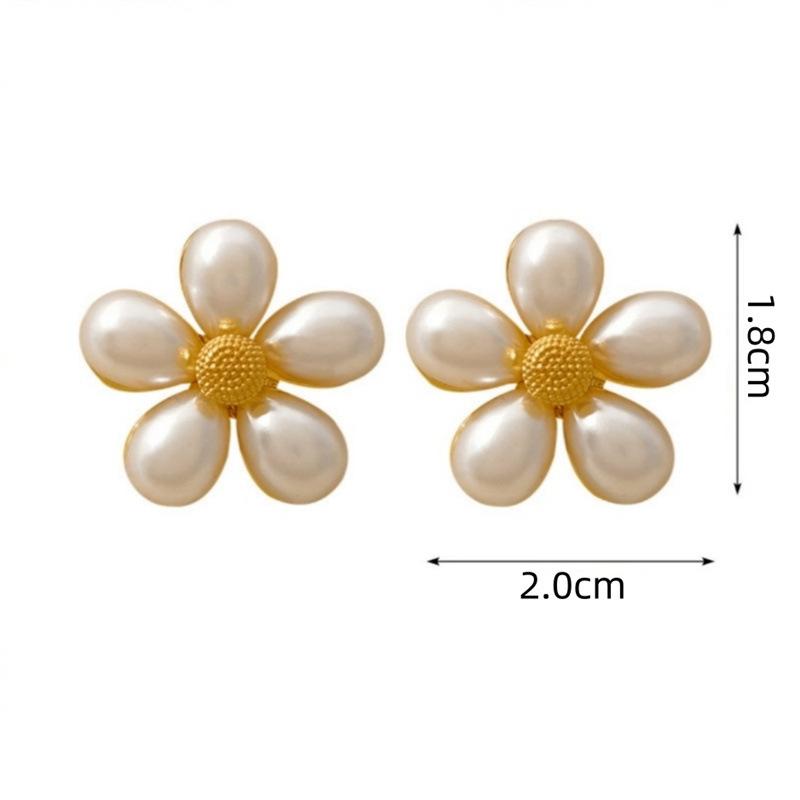 Silver Needle Gentle Retro French Pearl Flower Earrings Temperament New Earrings Simple Design Earrings