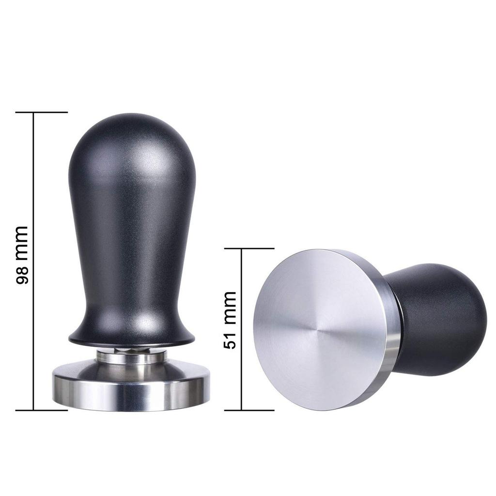 Calibrated Espresso Tamper Coffee Powder Press for Barista, 51mm with Flat Base, 304 Stainless Steel, Rustproof, Black Ergonomics Handle