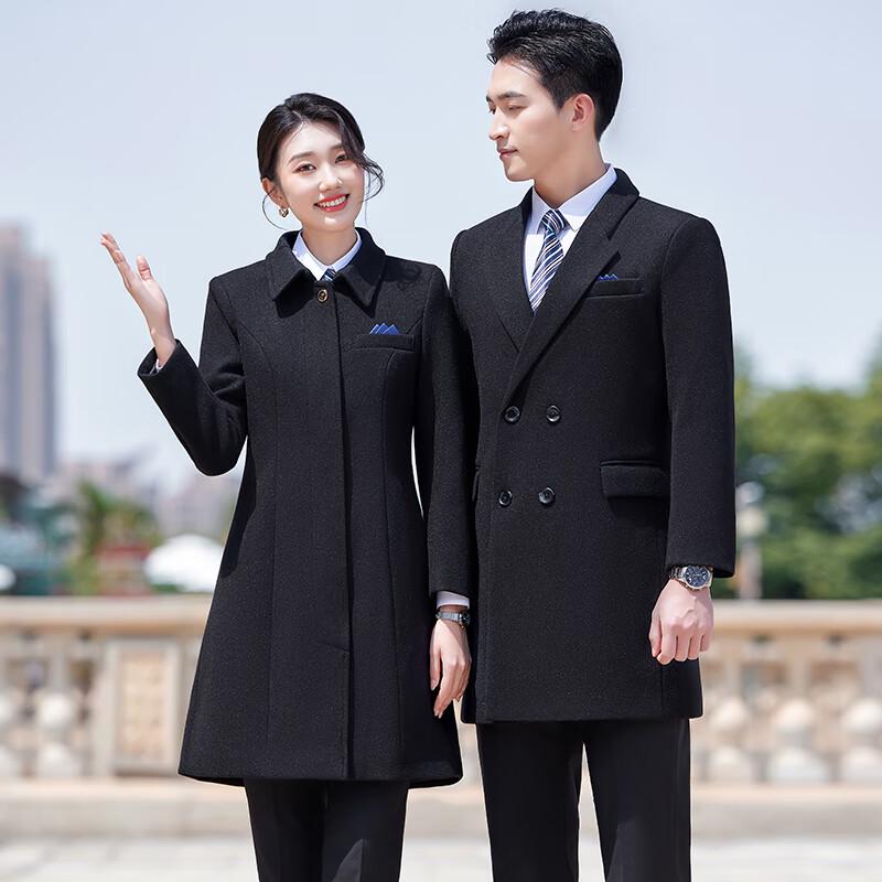 

Terman Unisex Black Quilted Wool Blend Professional Overcoat 4XL